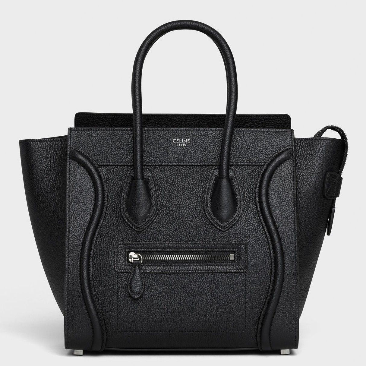 Celine Micro Luggage Tote Bag In Black Drummed Calfskin