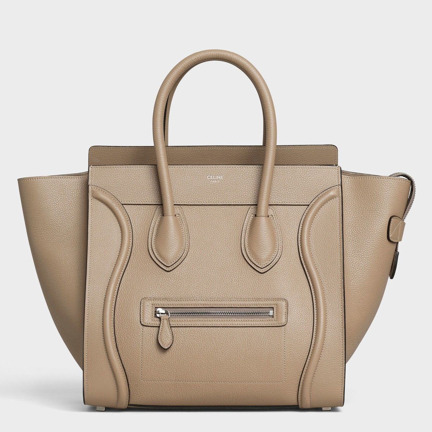 Celine Mini Luggage Tote Bag In Dune Drummed Calfskin