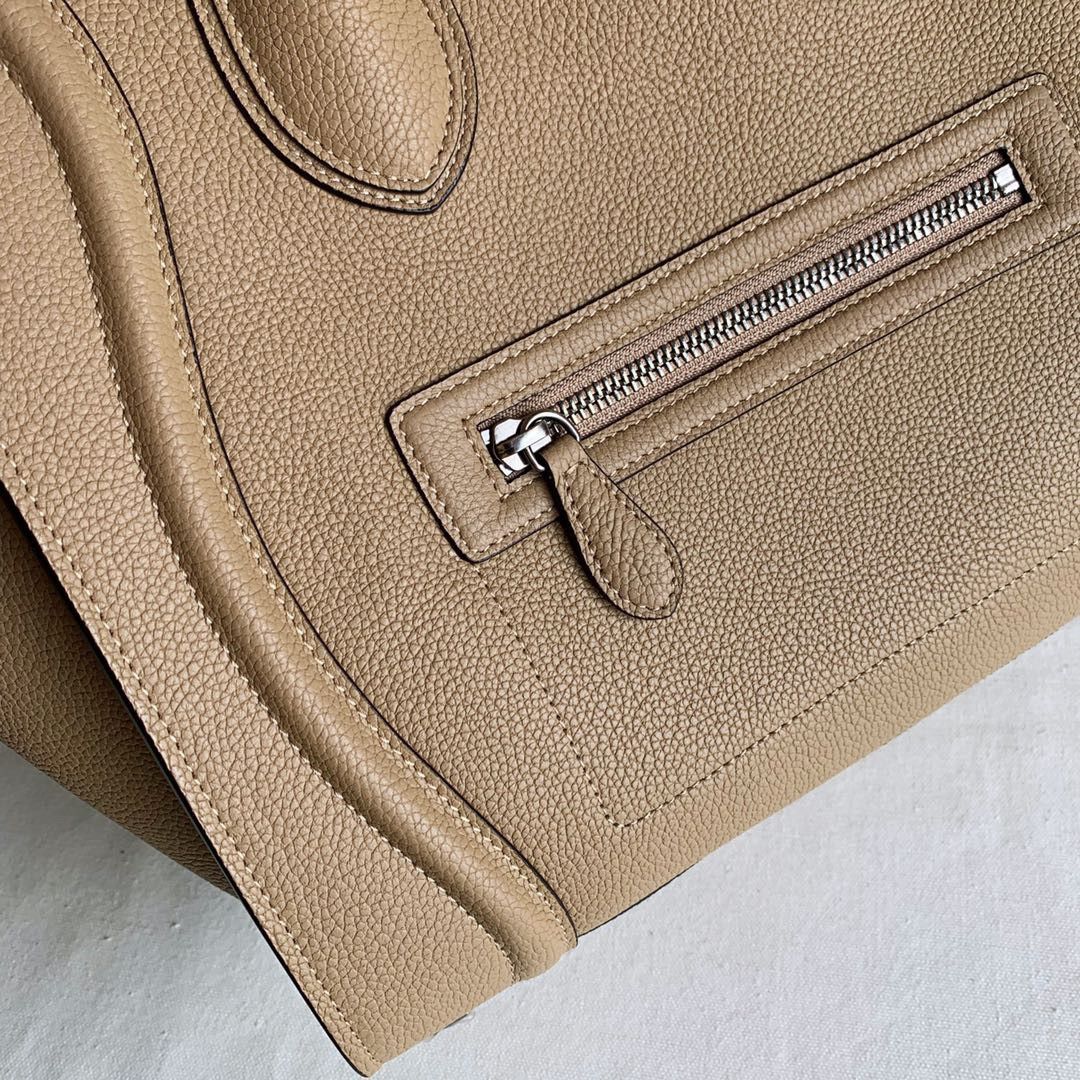 Celine Mini Luggage Tote Bag In Dune Drummed Calfskin