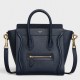 Celine Nano Luggage Tote Bag In Navy Blue Drummed Calfskin