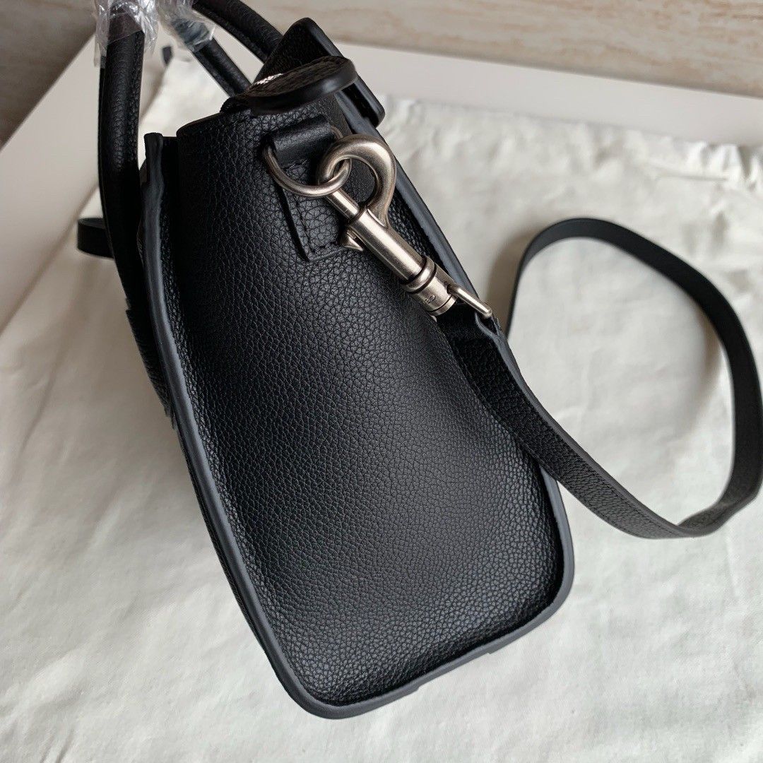 Celine Nano Luggage Tote Bag In Black Drummed Calfskin