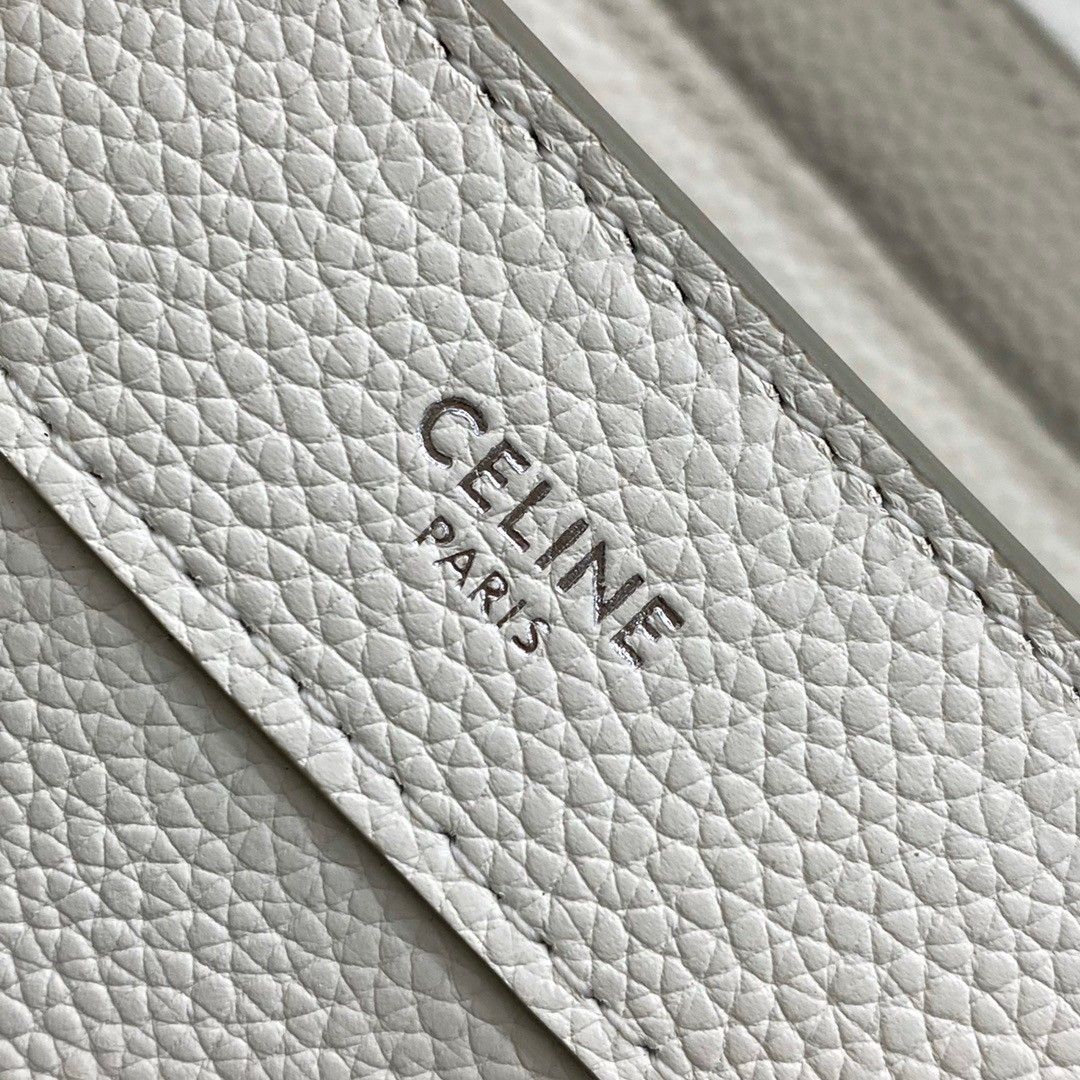 Celine Nano Luggage Tote Bag In White Drummed Calfskin