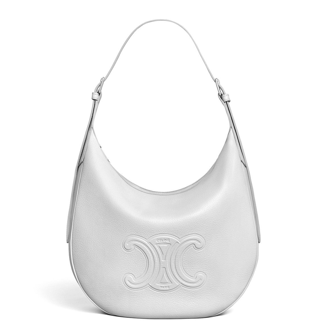 Celine Heloise Cuir Triomphe Bag in White Calfskin