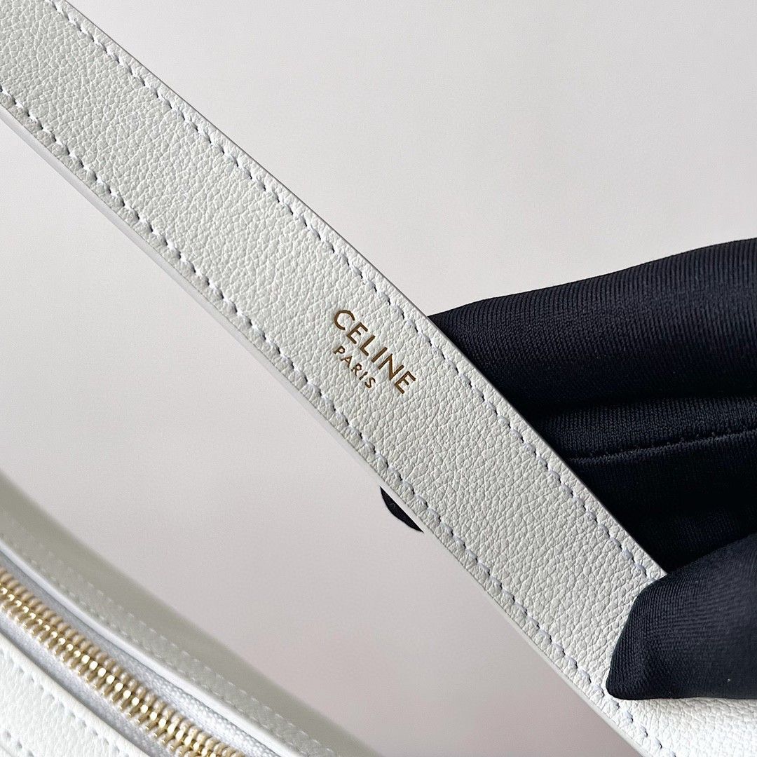 Celine Heloise Cuir Triomphe Bag in White Calfskin