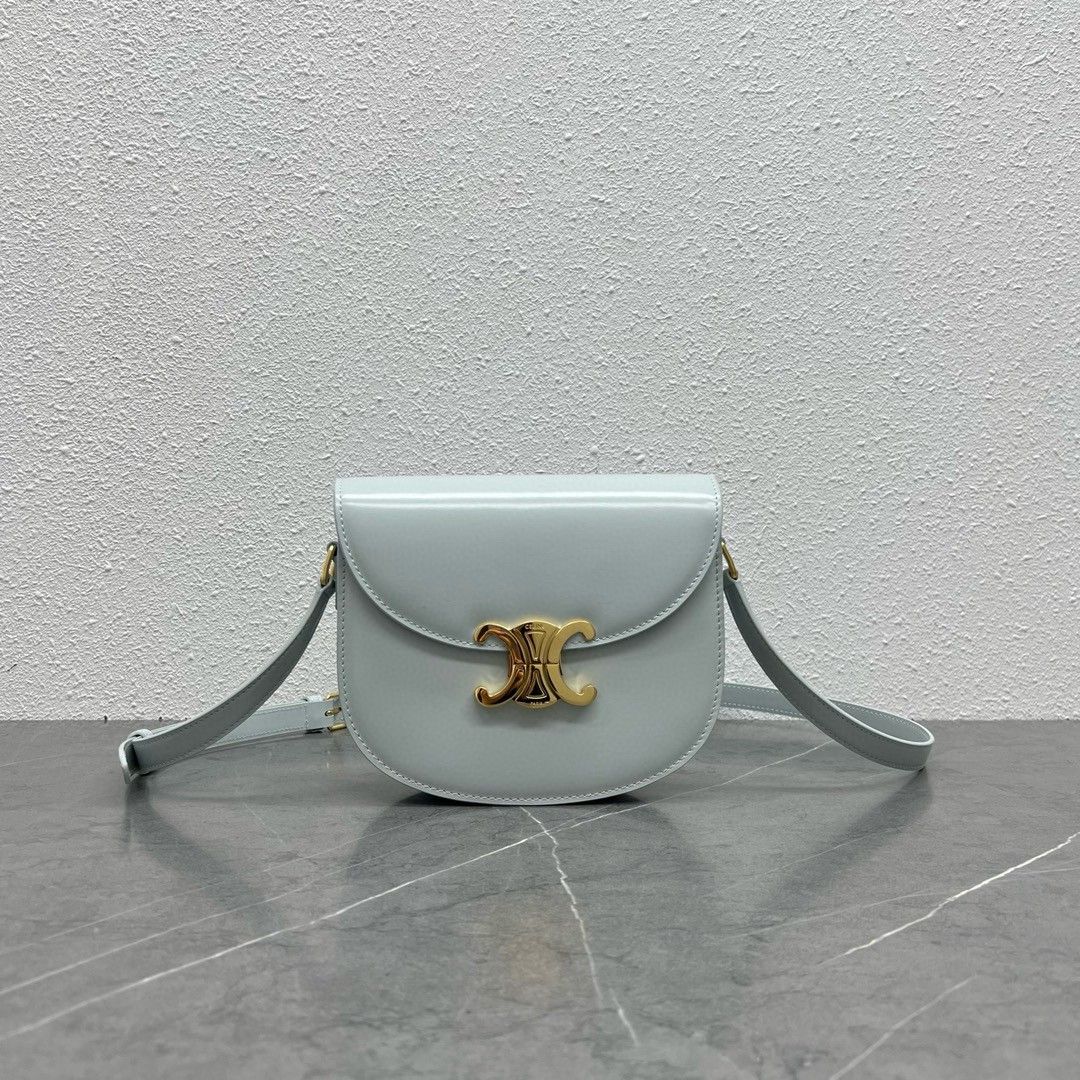 Celine Besace Clea Bag in Light Blue Shiny Calfskin