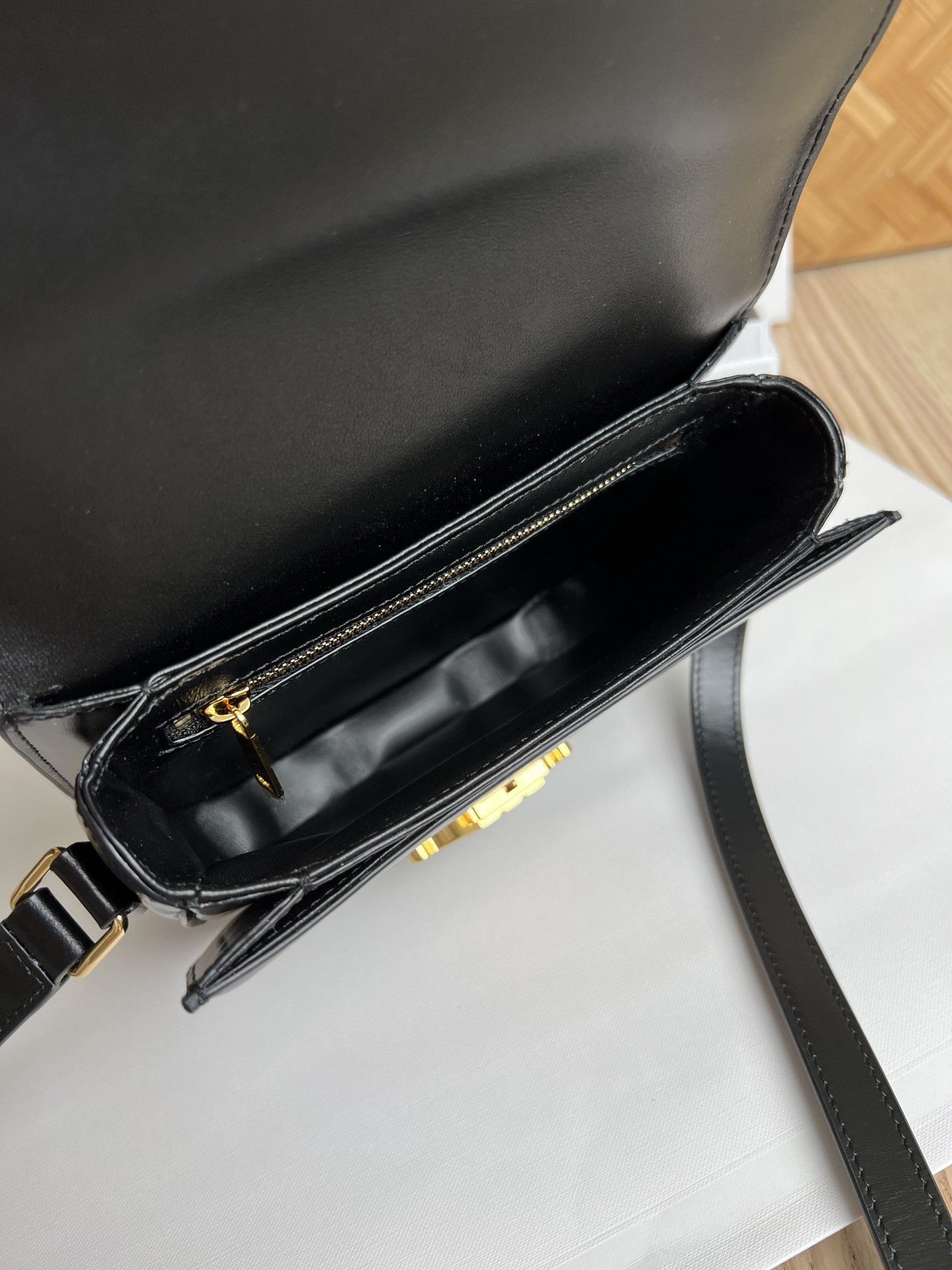 Celine Besace Clea Bag in Black Shiny Calfskin