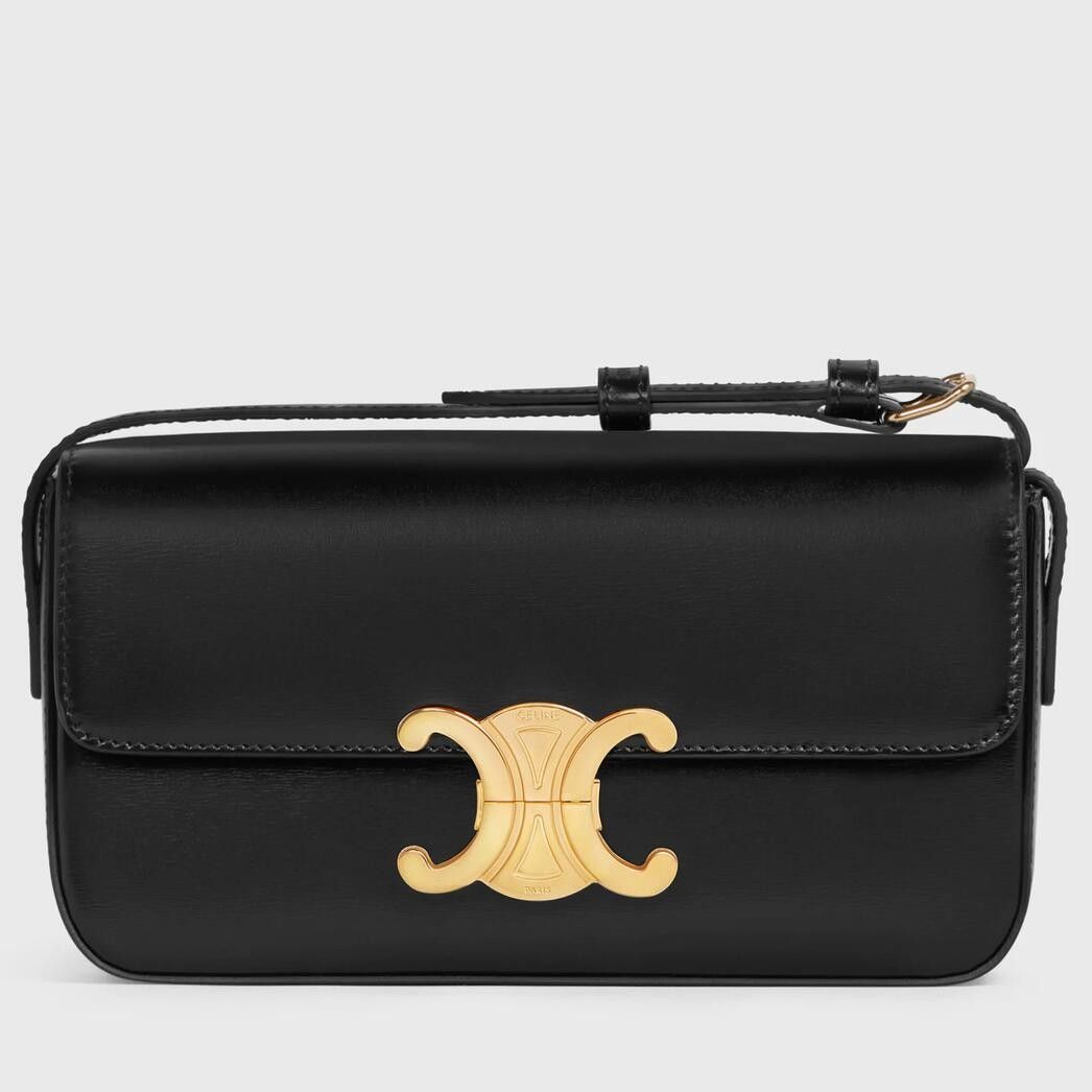 Celine Claude Shoulder Bag in Black Calfskin