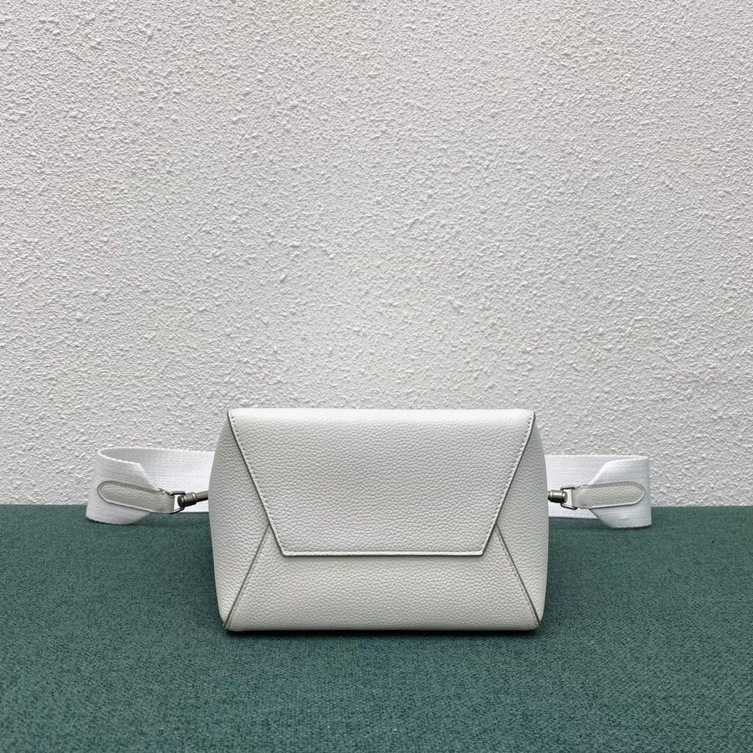 Celine Sangle Small Bucket Bag In White Calfskin