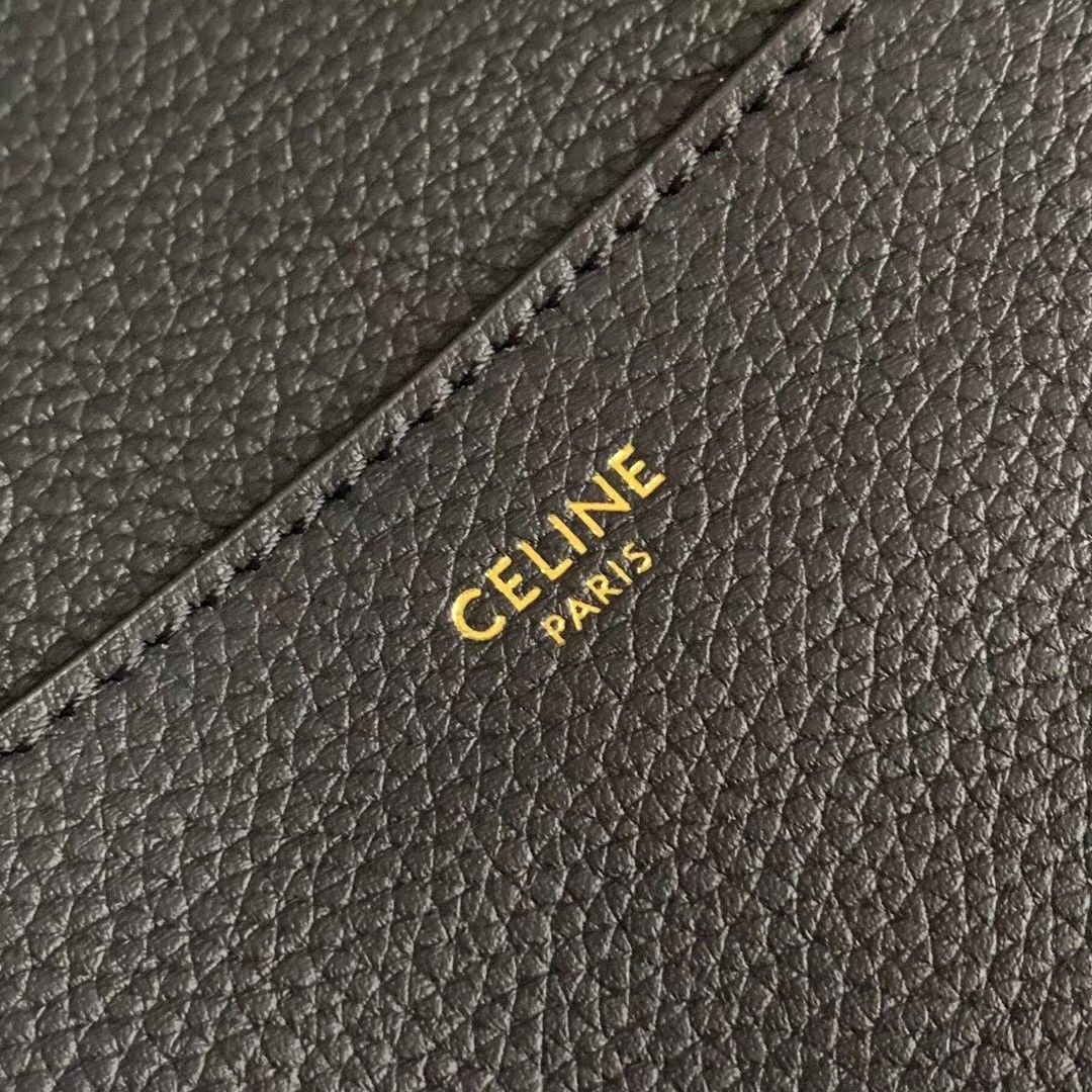 Celine Sangle Bucket Bag In Black Grained Calfskin