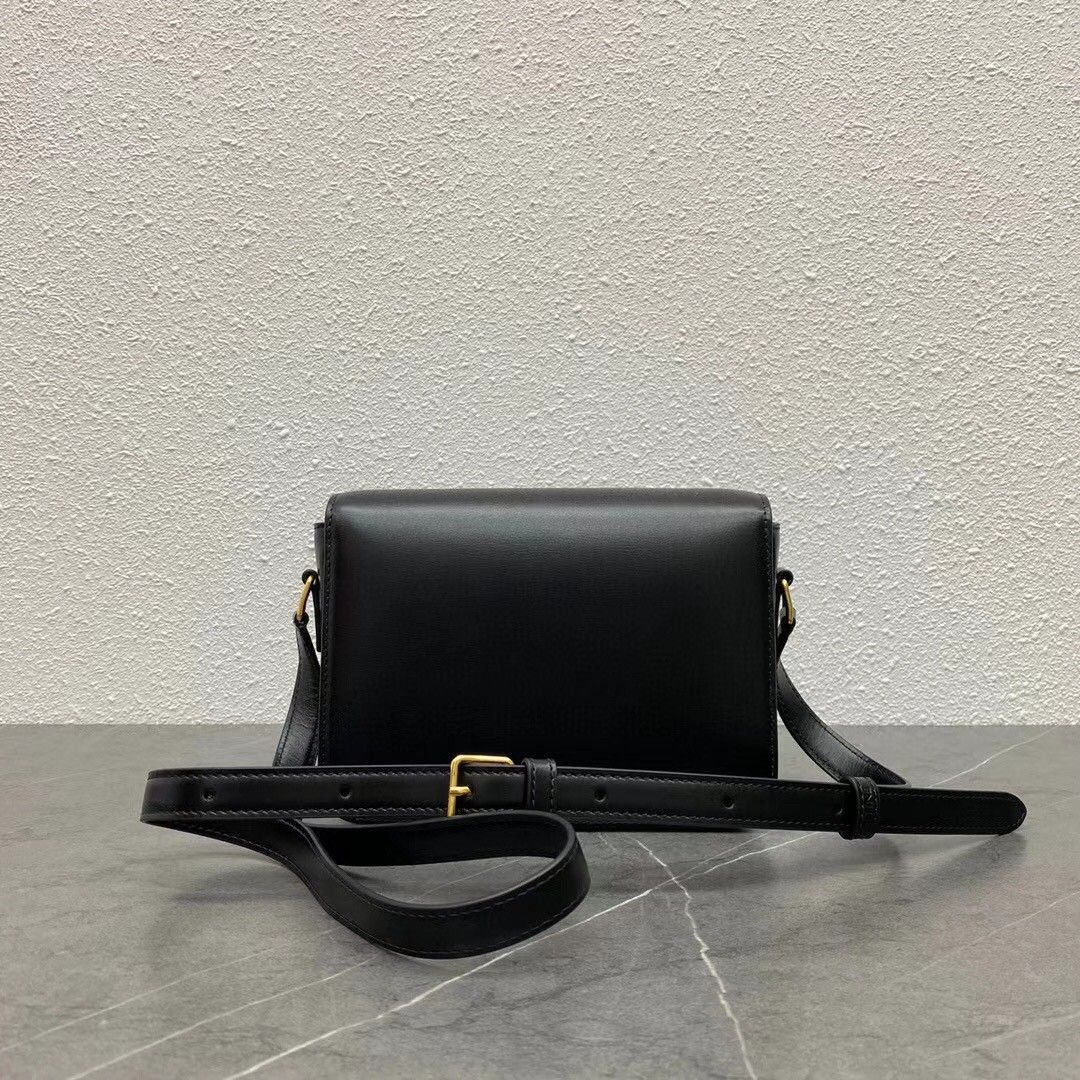 Celine Triomphe Teen Bag In Black Leather