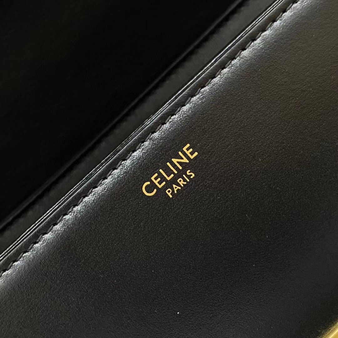 Celine Triomphe Teen Bag In Black Leather