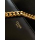 Celine College Triomphe Chain Bag in Black Leather