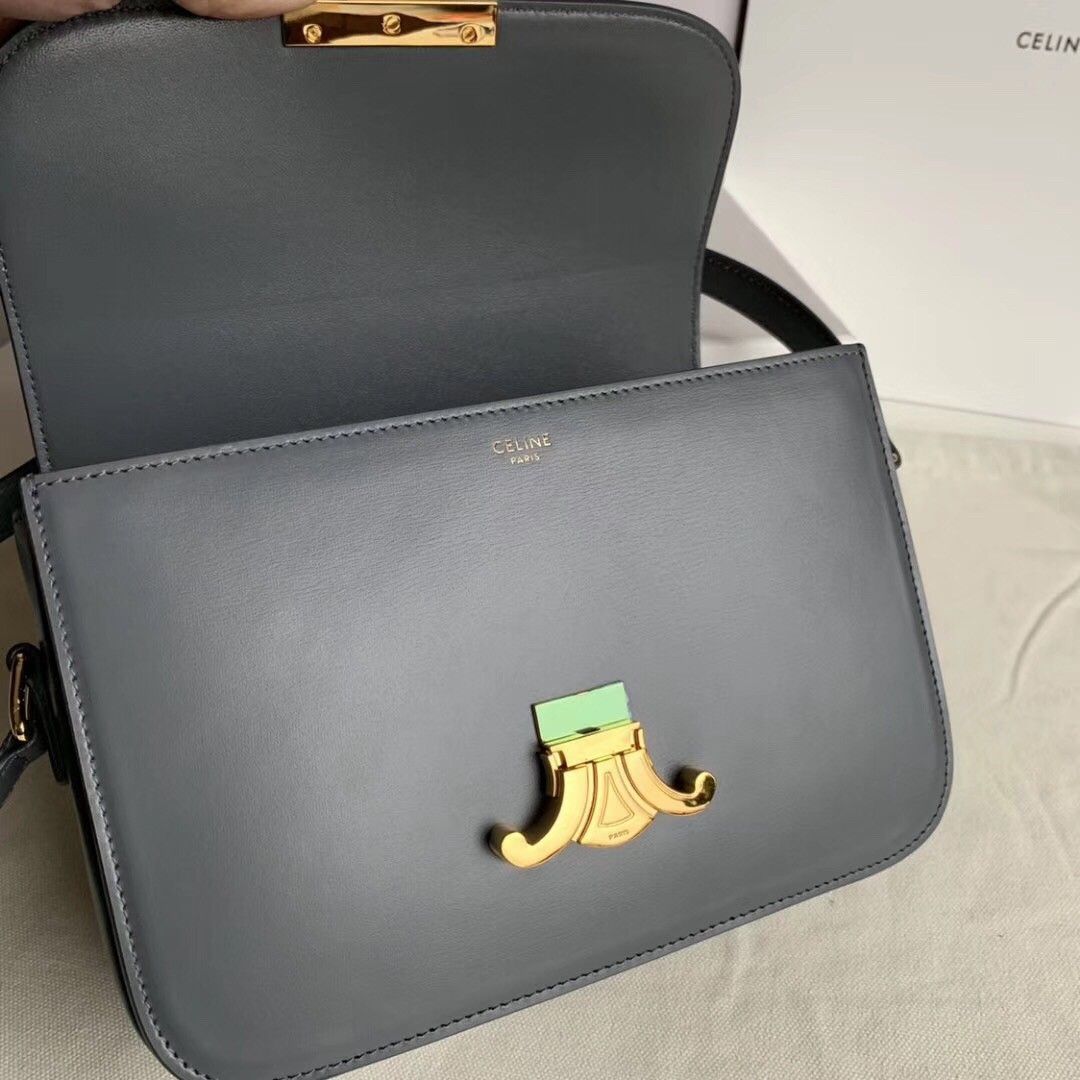 Celine Triomphe Medium Bag In Grey Smooth Calfskin