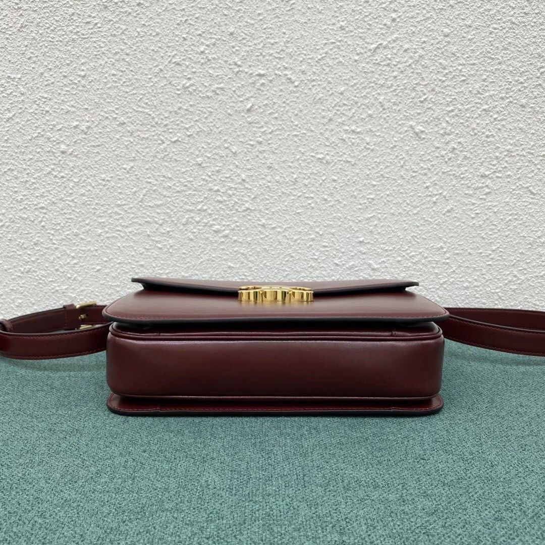 Celine Triomphe Large Bag In Bordeaux Calfskin