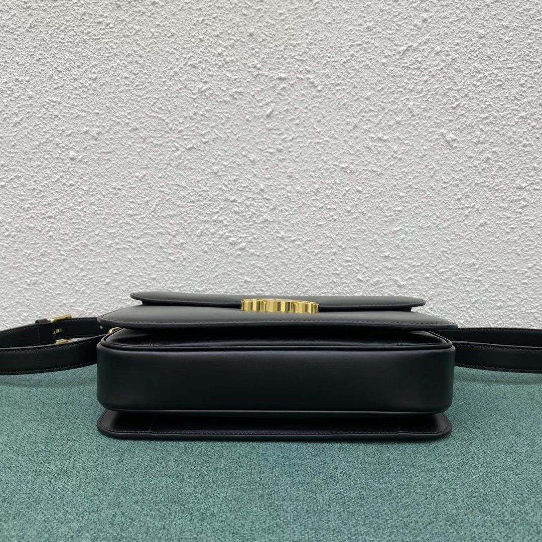 Celine Triomphe Large Bag In Black Calfskin