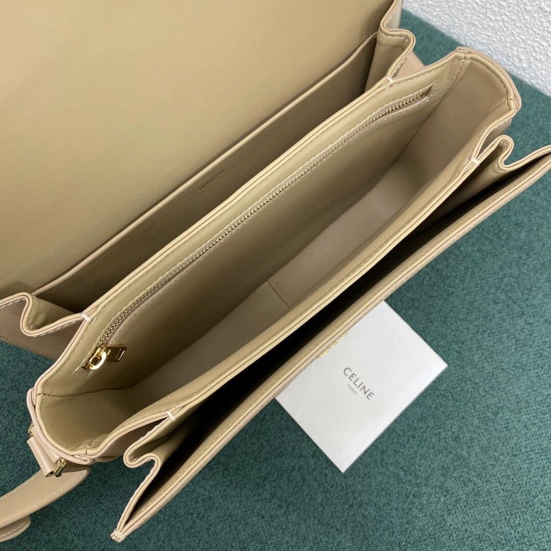 Celine Triomphe Large Bag In Nude Calfskin