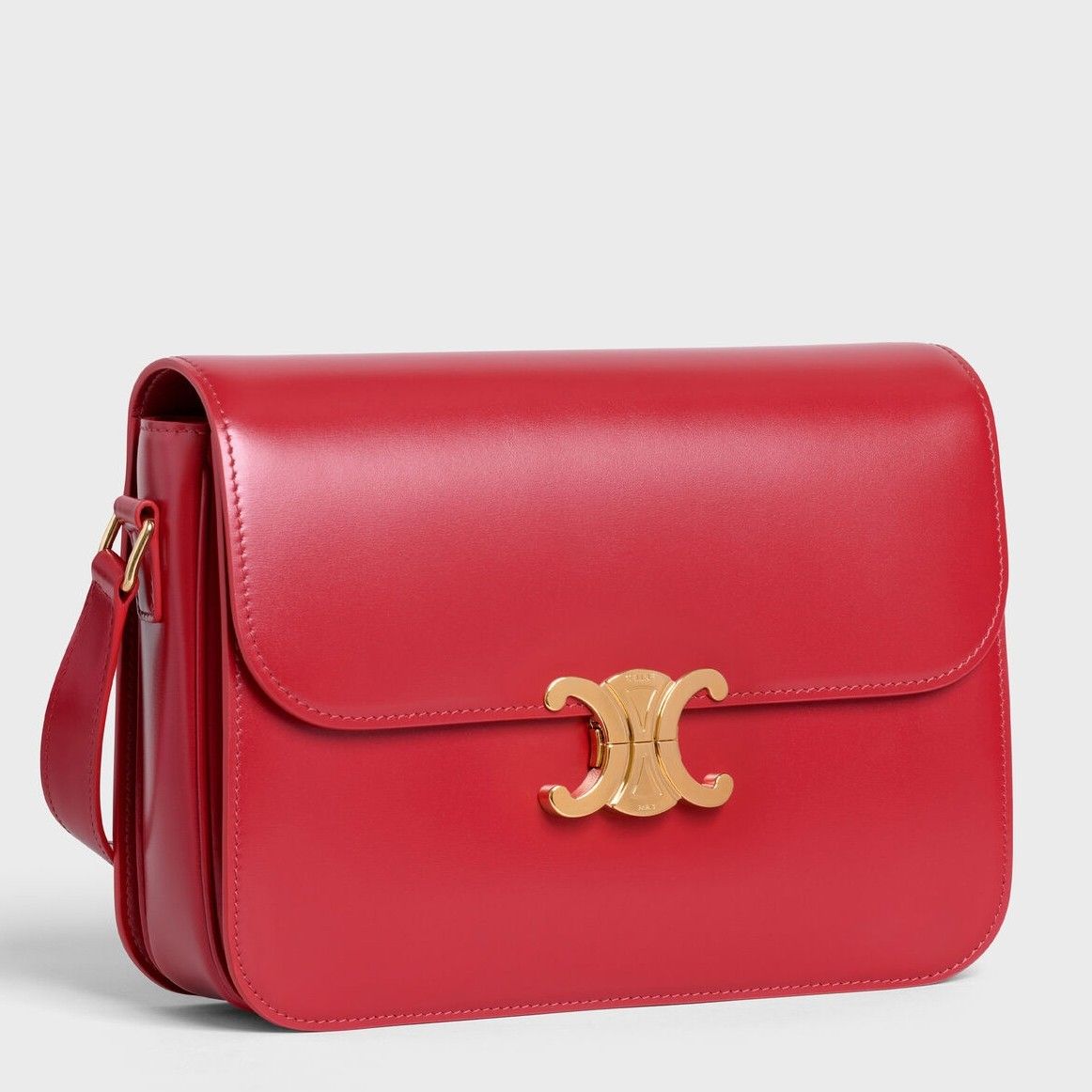 Celine Triomphe Large Bag In Red Calfskin