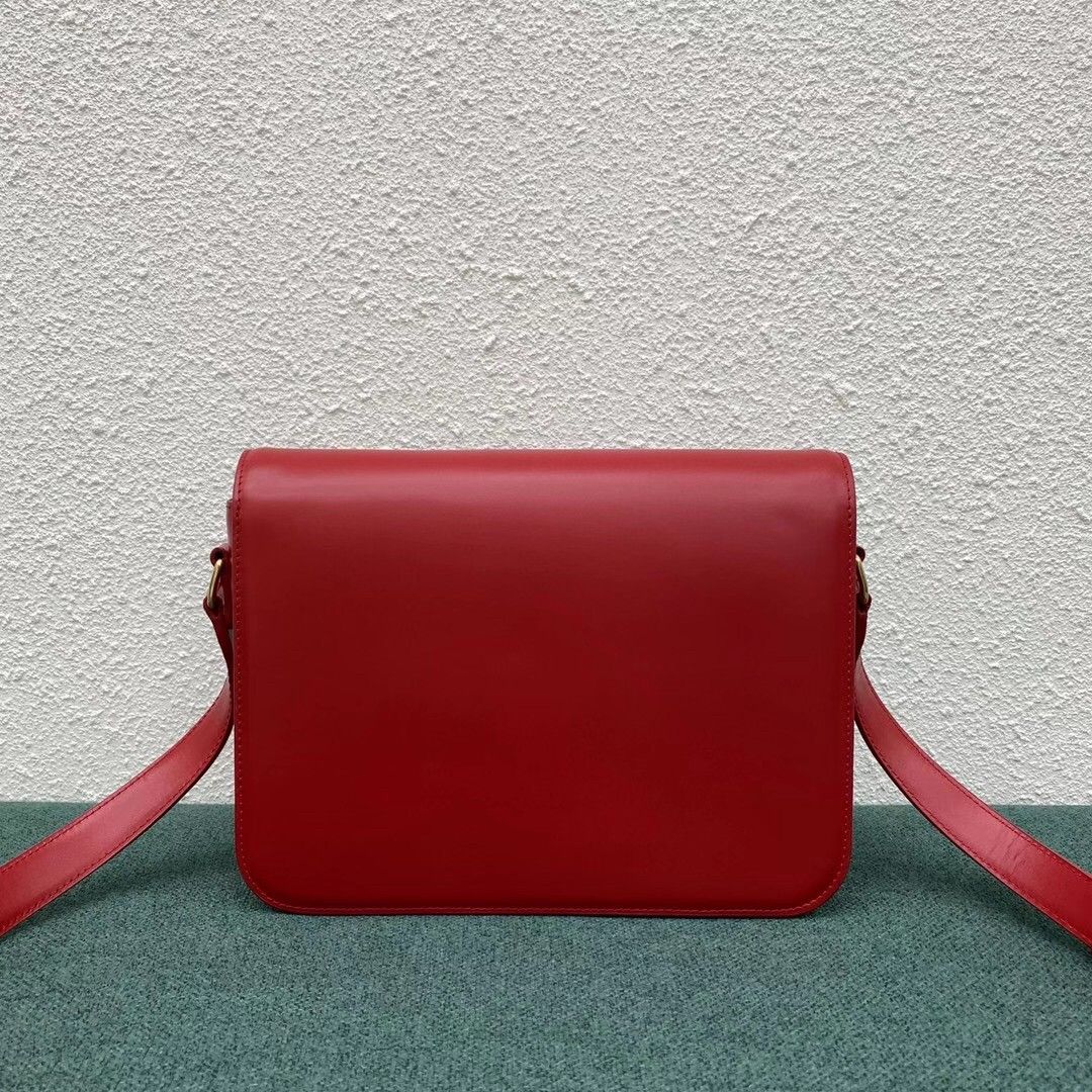 Celine Triomphe Large Bag In Red Calfskin