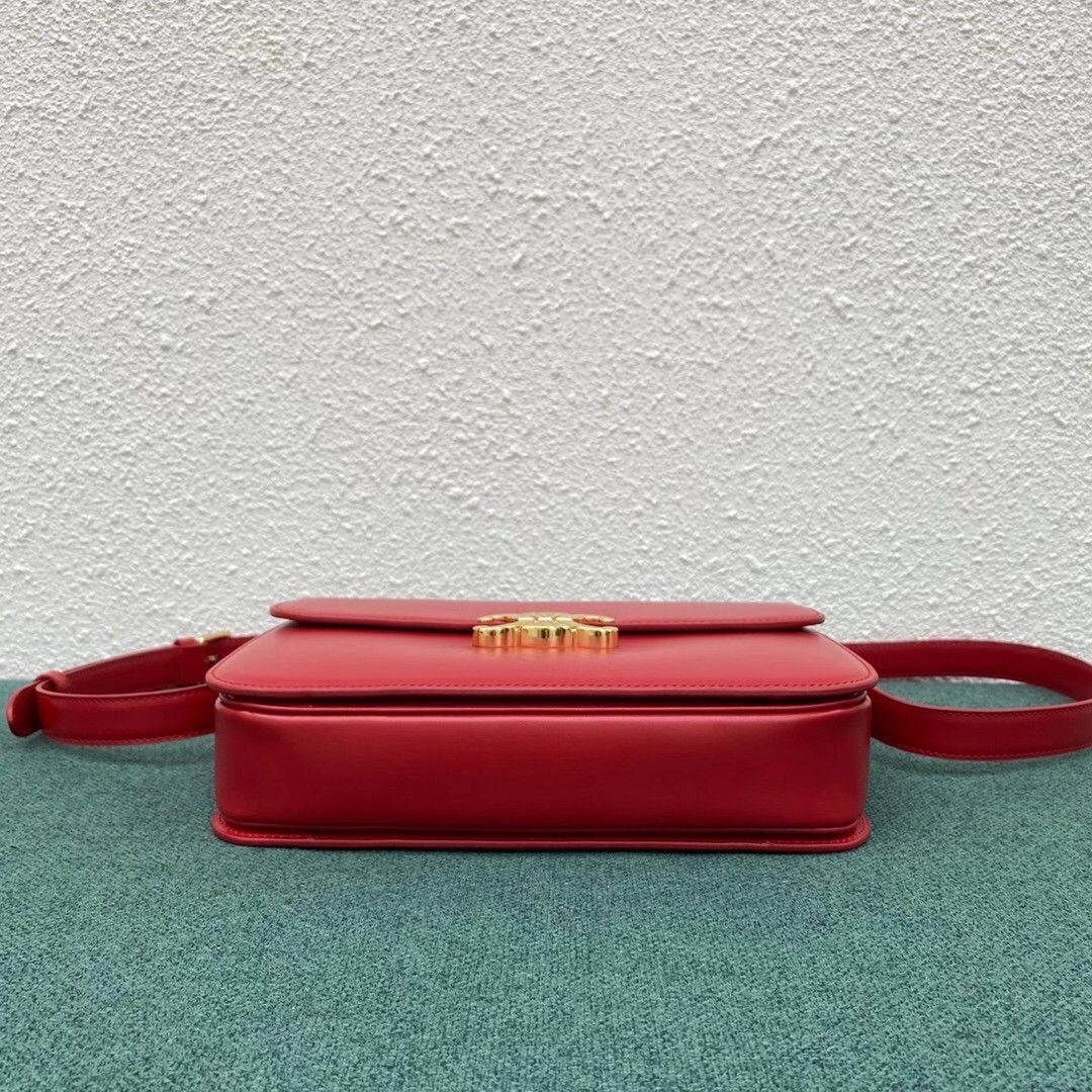 Celine Triomphe Large Bag In Red Calfskin