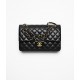 CHANEL Classic Handbag Black Lambskin Gold Tone Metal