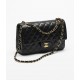 CHANEL Classic Handbag Black Lambskin Gold Tone Metal