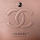 CHANEL Small Classic Handbag Coral Pink Grained Shiny Calfskin Gold Tone Metal