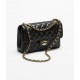 CHANEL Small Classic Handbag Black Grained Calfskin Gold Tone Metal