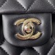 CHANEL Small Classic Handbag Black Grained Calfskin Gold Tone Metal