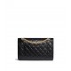 CHANEL 2.55 Handbag Black Aged Calfskin Gold Tone Metal