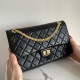 CHANEL 2.55 Handbag Black Aged Calfskin Gold Tone Metal