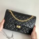 CHANEL 2.55 Handbag Black Aged Calfskin Gold Tone Metal