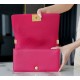 CHANEL Small BOY CHANEL Handbag Fuchsia Grained Shiny Calfskin Gold Tone Metal