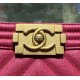 CHANEL Small BOY CHANEL Handbag Fuchsia Grained Shiny Calfskin Gold Tone Metal