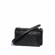 CHANEL Small BOY CHANEL Handbag Black Calfskin Ruthenium Finish Metal