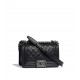 CHANEL Small BOY CHANEL Handbag Black Calfskin Ruthenium Finish Metal