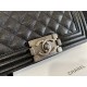 CHANEL Small BOY CHANEL Handbag Black Calfskin Ruthenium Finish Metal