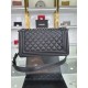 CHANEL BOY CHANEL Handbag Black Calfskin Ruthenium Finish Metal