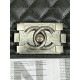 CHANEL BOY CHANEL Handbag Black Calfskin Ruthenium Finish Metal