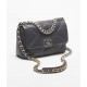 CHANEL 19 Handbag Dark Gray Shiny Lambskin Gold Tone Silver Tone Ruthenium Finish Metal