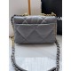 CHANEL 19 Handbag Dark Gray Shiny Lambskin Gold Tone Silver Tone Ruthenium Finish Metal