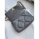 CHANEL 19 Handbag Dark Gray Shiny Lambskin Gold Tone Silver Tone Ruthenium Finish Metal