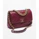 CHANEL 19 Large Handbag Burgundy Shiny Lambskin Gold Tone Silver Tone Ruthenium Finish Metal