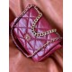 CHANEL 19 Large Handbag Burgundy Shiny Lambskin Gold Tone Silver Tone Ruthenium Finish Metal