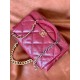 CHANEL 19 Large Handbag Burgundy Shiny Lambskin Gold Tone Silver Tone Ruthenium Finish Metal