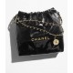 CHANEL 22 Small Handbag Black Calfskin Patent Calfskin Patchwork Gold Tone Metal