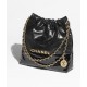 CHANEL 22 Small Handbag Black Calfskin Patent Calfskin Patchwork Gold Tone Metal