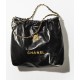 CHANEL 22 Handbag Black Shiny Calfskin Gold Tone Metal