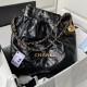 CHANEL 22 Handbag Black Shiny Calfskin Gold Tone Metal