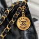 CHANEL 22 Handbag Black Shiny Calfskin Gold Tone Metal