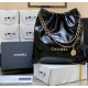 CHANEL 22 Large Handbag Black Shiny Calfskin Gold Tone Metal